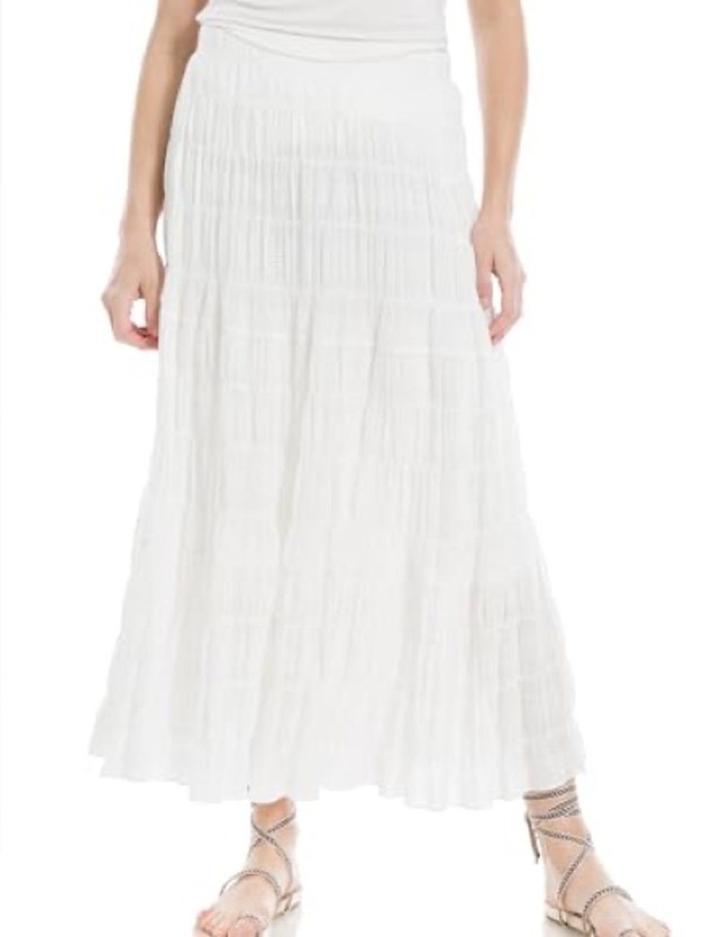 Max Studio Women's White Tiered Maxi Skirt